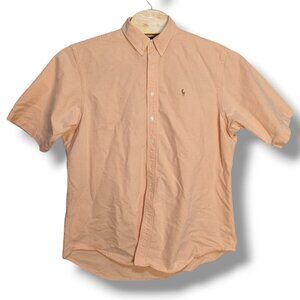 Ralph Lauren Flesh Pony Pastel Orarange Short Sleeve Button Down Shirt XL